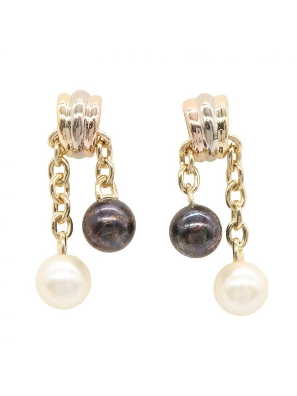 Cartier Earrings Trinity Pearl 18K White Gold